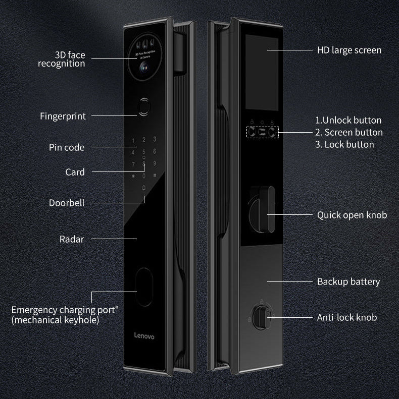 قفل Lenovo الذكي A6F - أسود