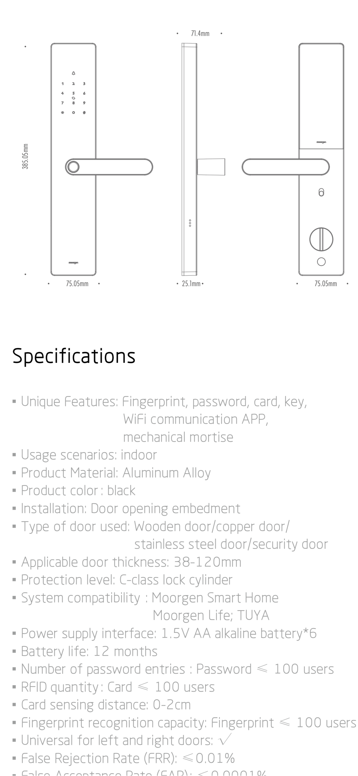 T12 Moorgen Smart Lock - Glass Interface - Office Mode