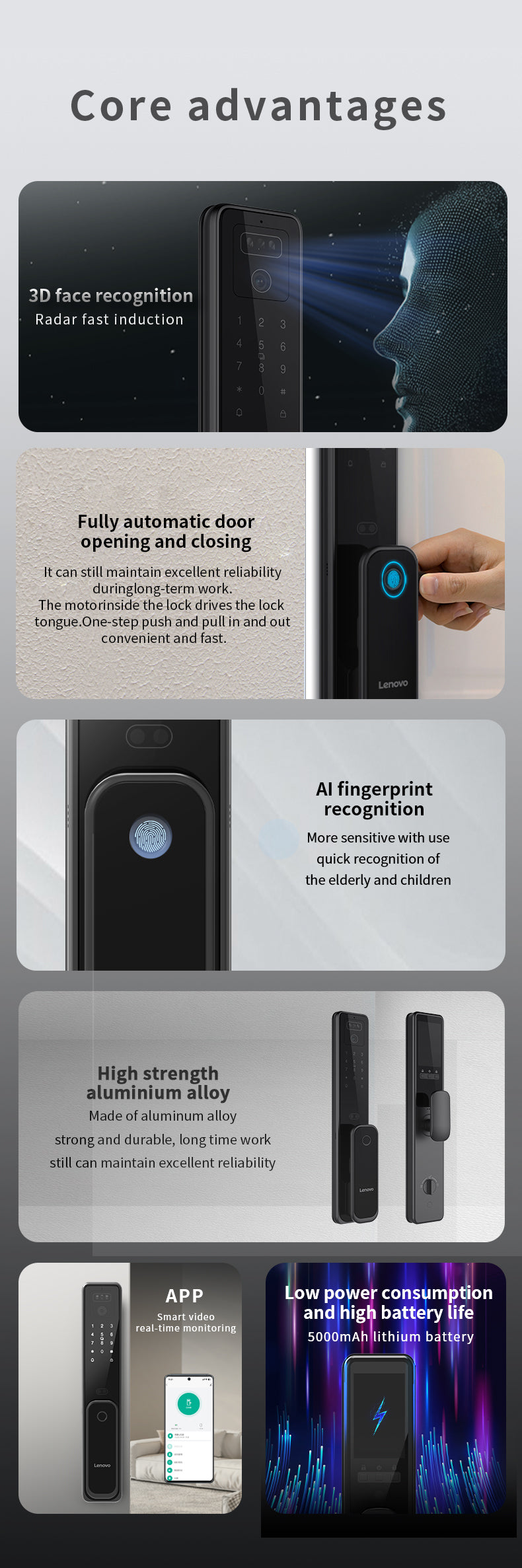 Lenovo A3F Smart Lock – 3D Face Recognition – Black