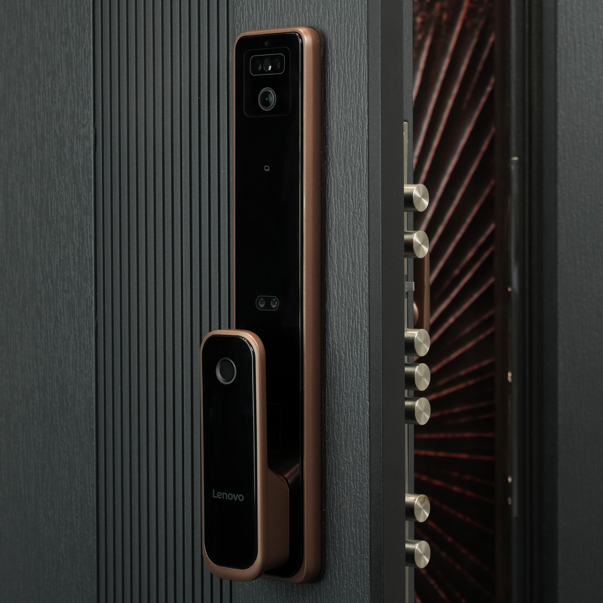 Lenovo A3F smart lock in Mocha Gold with 3D face recognition and live video — Egypt