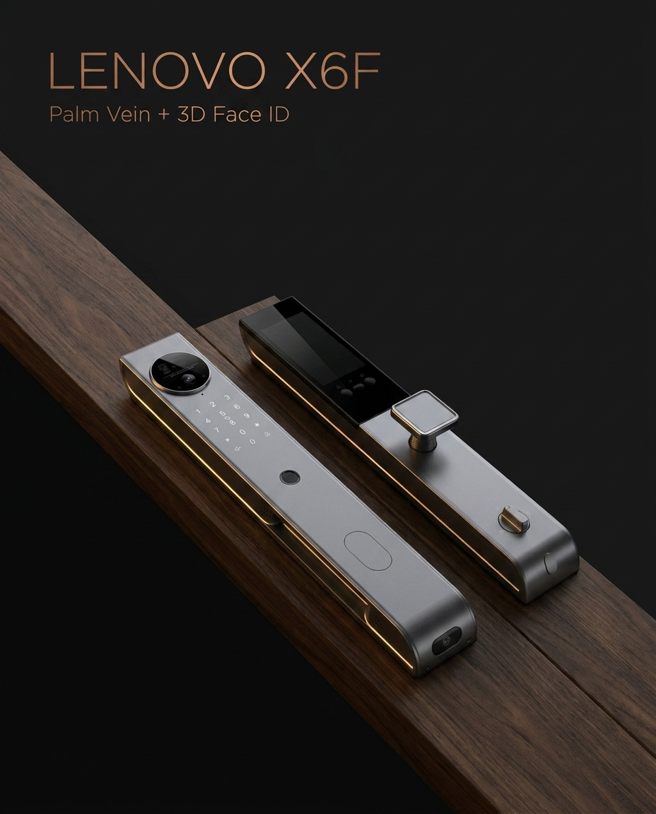 Lenovo X6F golden smart lock with palm vein, 3 cameras and 3D face recognition — Egypt