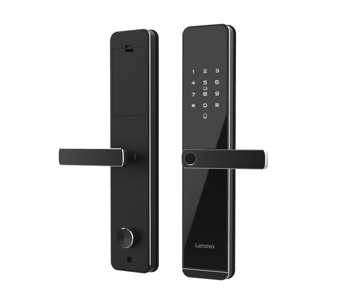 Lenovo E6 WiFi Smart Lock - Lever Lock - Phantom Black - front and back panels