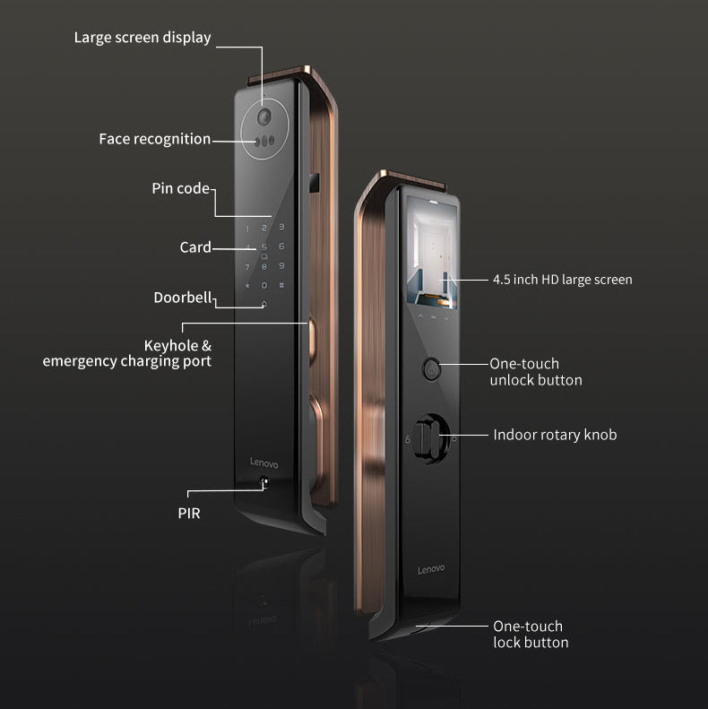 Lenovo X5F Smart Lock - 3D Face Recognition - 4.5 Inch HD Screen