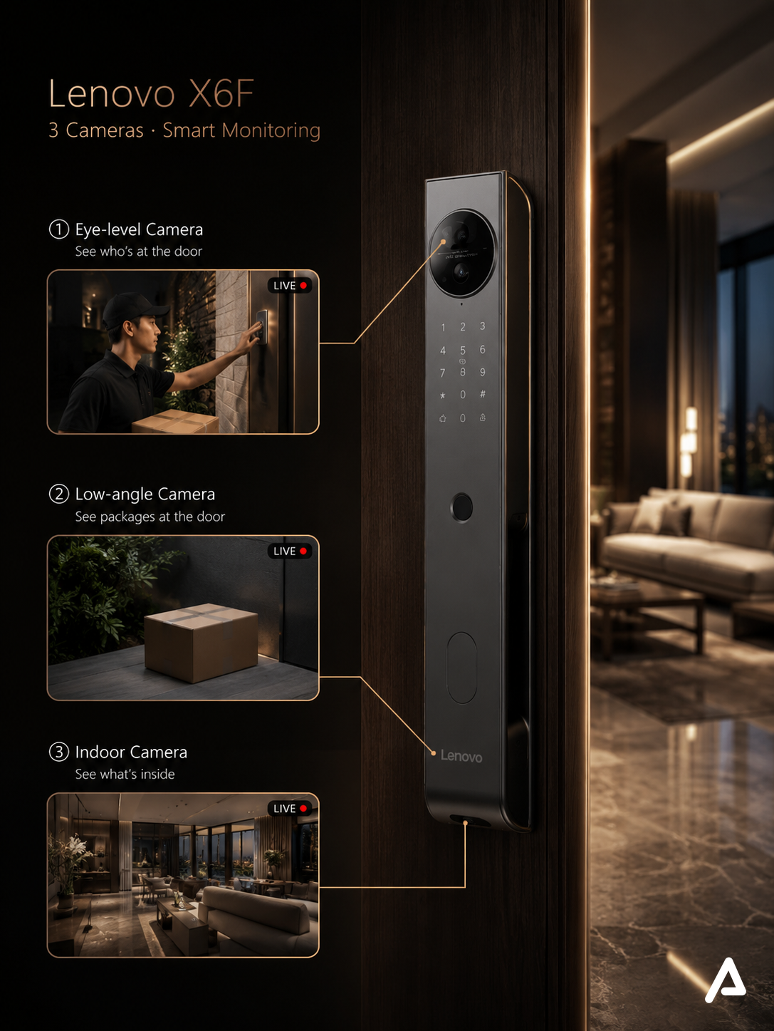 Lenovo X6F smart lock live video surveillance — Arpina Tech Egypt