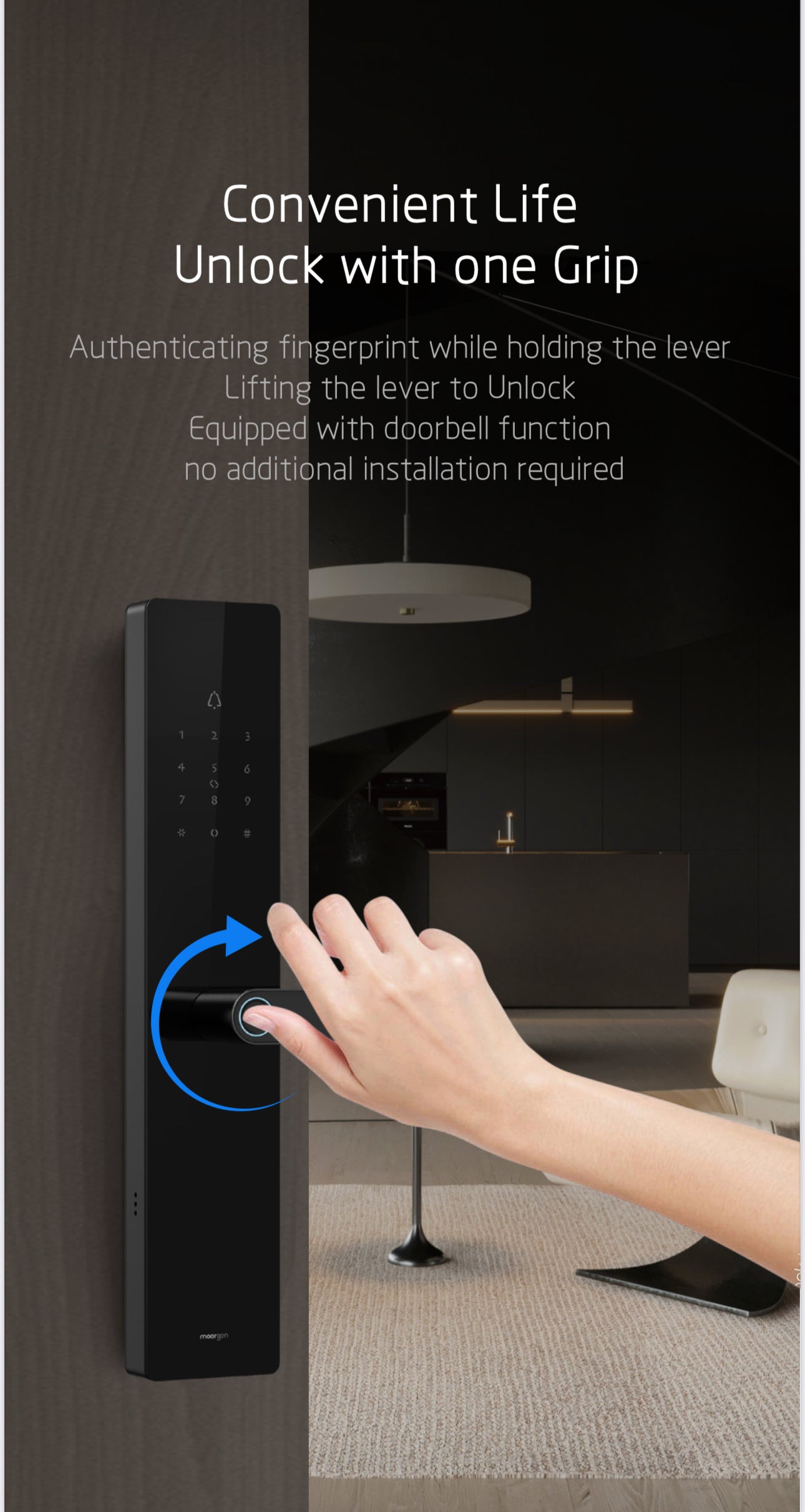 T12 Moorgen Smart Lock - Glass Interface - Office Mode