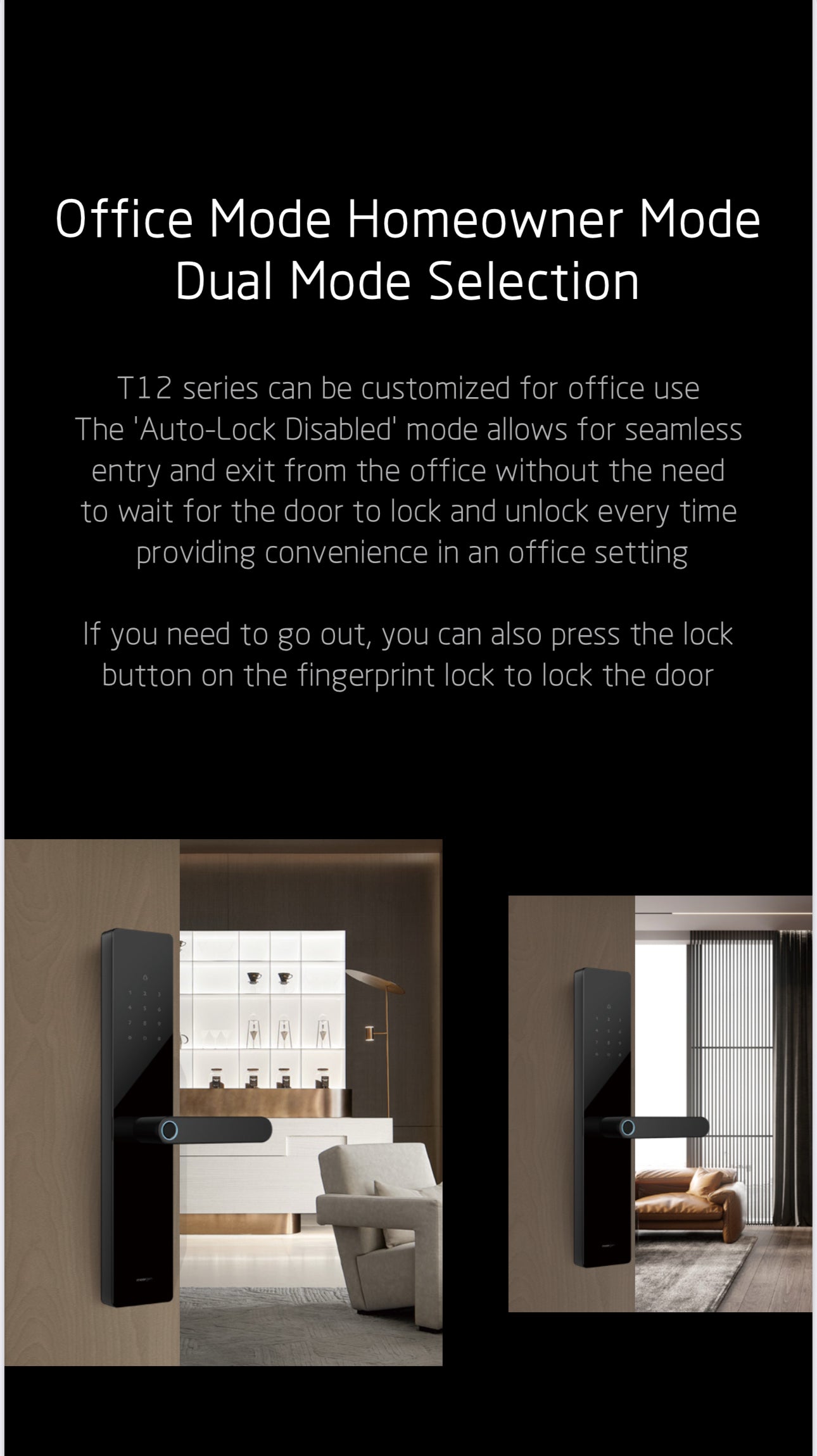 T12 Moorgen Smart Lock - Glass Interface - Office Mode