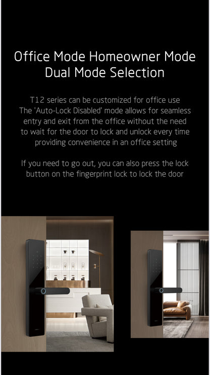 T12 Moorgen Smart Lock - Glass Interface - Office Mode