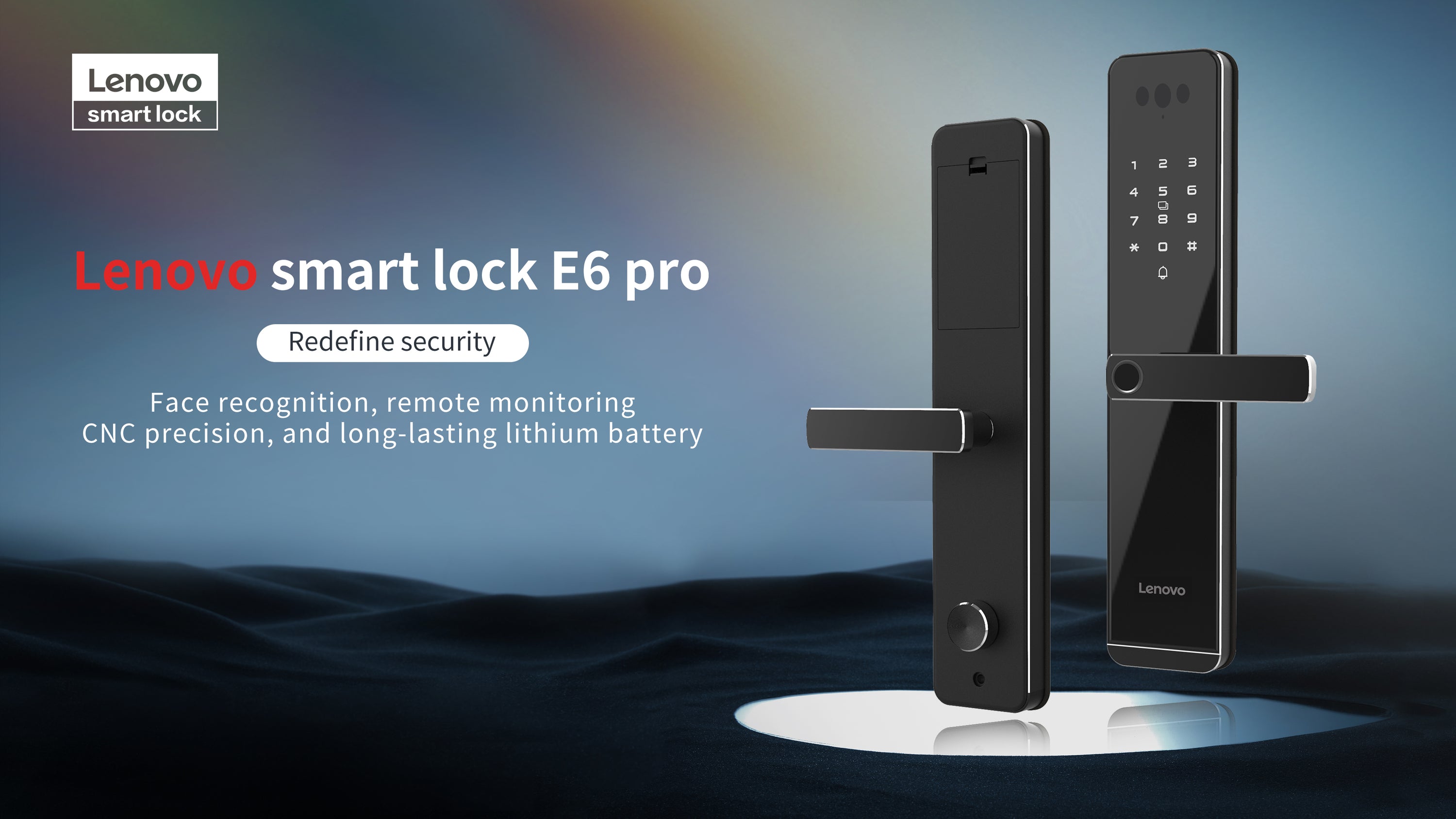 Lenovo E6PRO Smart Lock - 3D Face Recognition -  Live Video Surveillance &amp; Video Intercom
