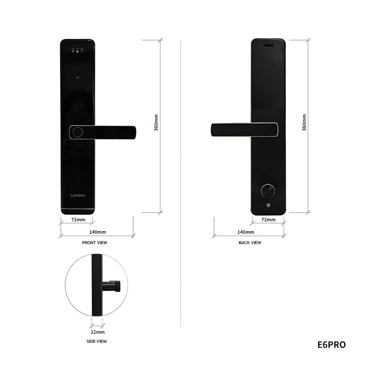 Lenovo E6PRO Smart Lock - 3D Face Recognition -  Live Video Surveillance &amp; Video Intercom