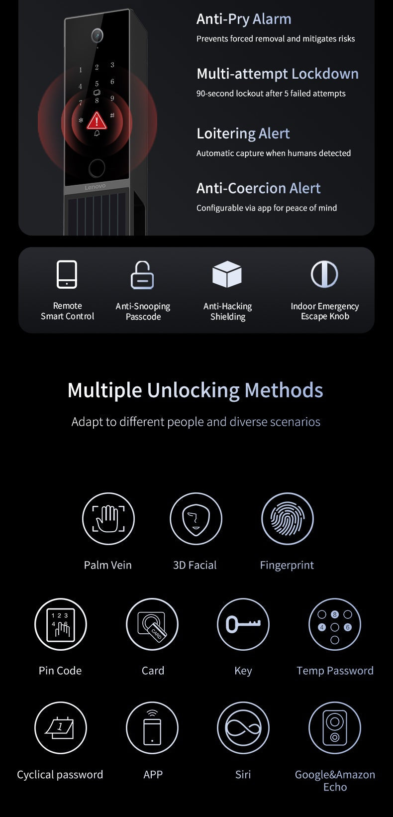 Lenovo F3 Solar - Palm Vein - 2 Cameras - Solar Powered