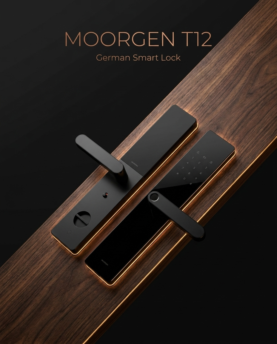 Moorgen T12 smart lock with glass interface and office mode — official distributor Egypt