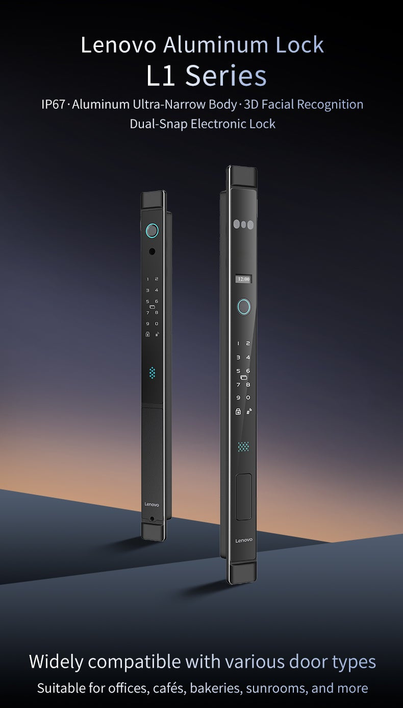 Lenovo L1f Slim Smart Door Lock - IP67 Water Proof - 3D Face Recognition