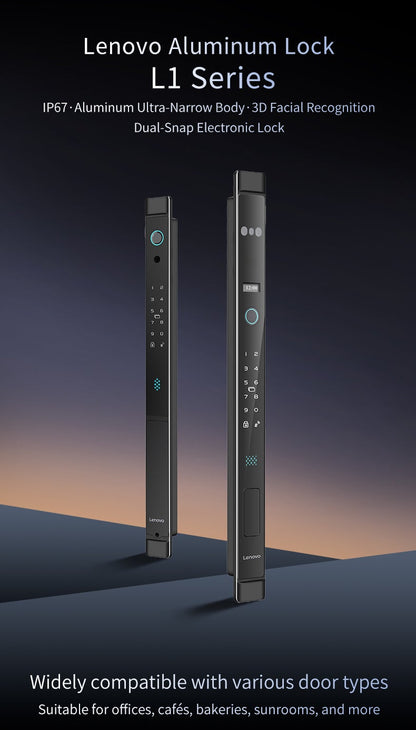 Lenovo L1f Slim Smart Door Lock - IP67 Water Proof - 3D Face Recognition