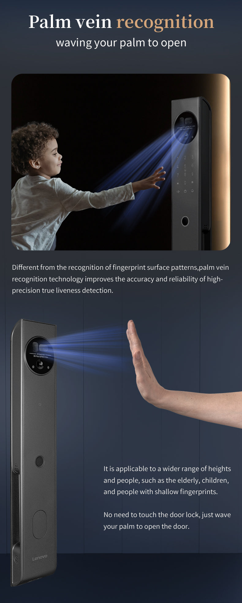 Lenovo X6F Smart Lock - Palm Vein - 3 Cameras - 3D Face Recognition